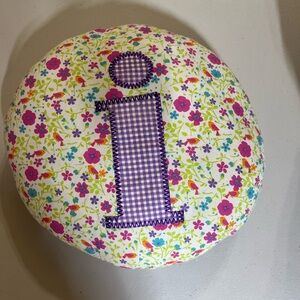 Floral Decorative Pillow with Purple Letter